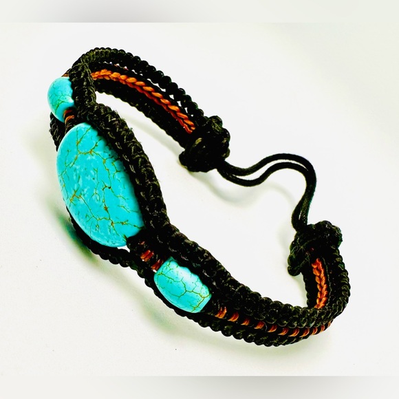 Turquoise and Hemp Bracelet - Picture 3 of 6